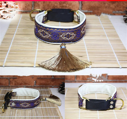 Ethnic Sheepskin Dog Collar, Soft Tassel Collar, Suitable for Italian Greyhound and Whippet
