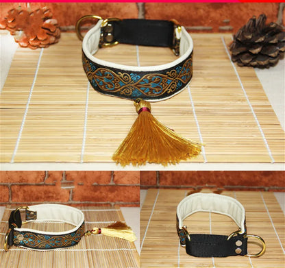 Ethnic Sheepskin Dog Collar, Soft Tassel Collar, Suitable for Italian Greyhound and Whippet