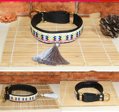Ethnic Sheepskin Dog Collar, Soft Tassel Collar, Suitable for Italian Greyhound and Whippet