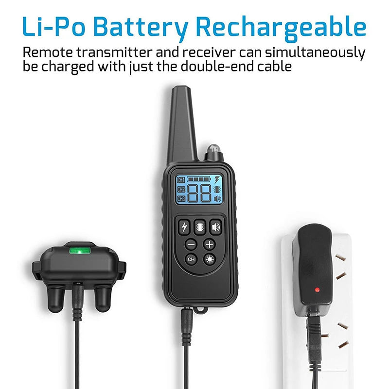 800M Electric Dog Training Collar with LCD Display Pet Remote Control Waterproof Rechargeable Collars for Shock Vibration Sound