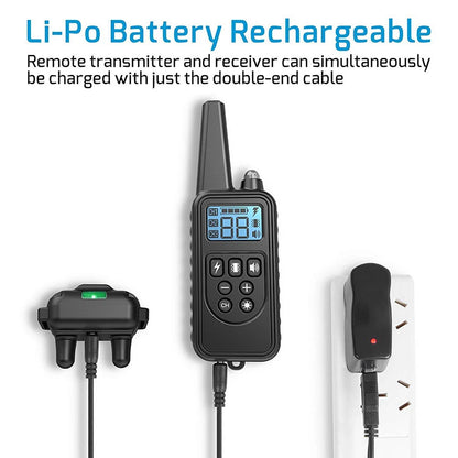 800M Electric Dog Training Collar with LCD Display Pet Remote Control Waterproof Rechargeable Collars for Shock Vibration Sound