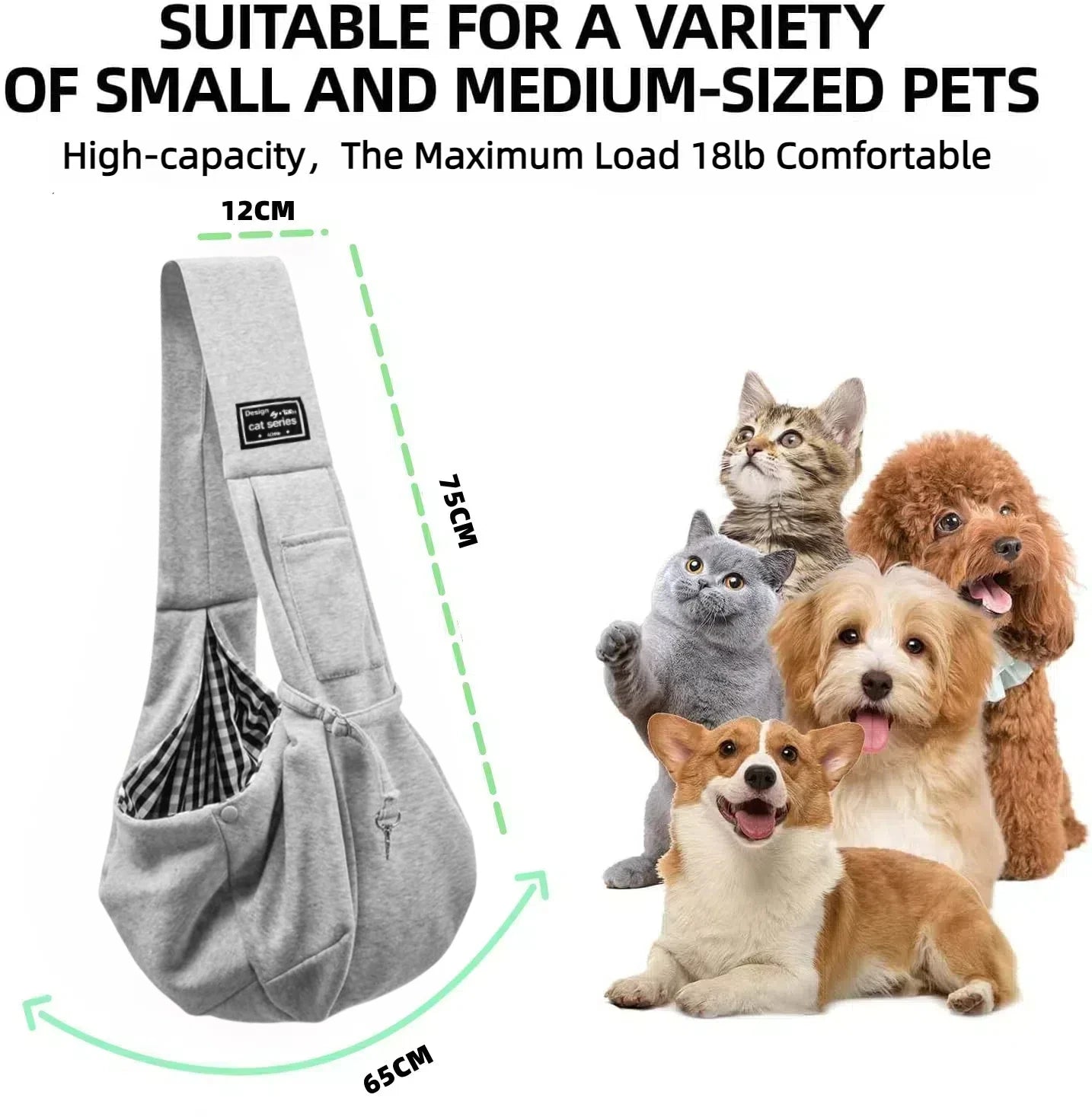 Mochila bandolera perro algodón